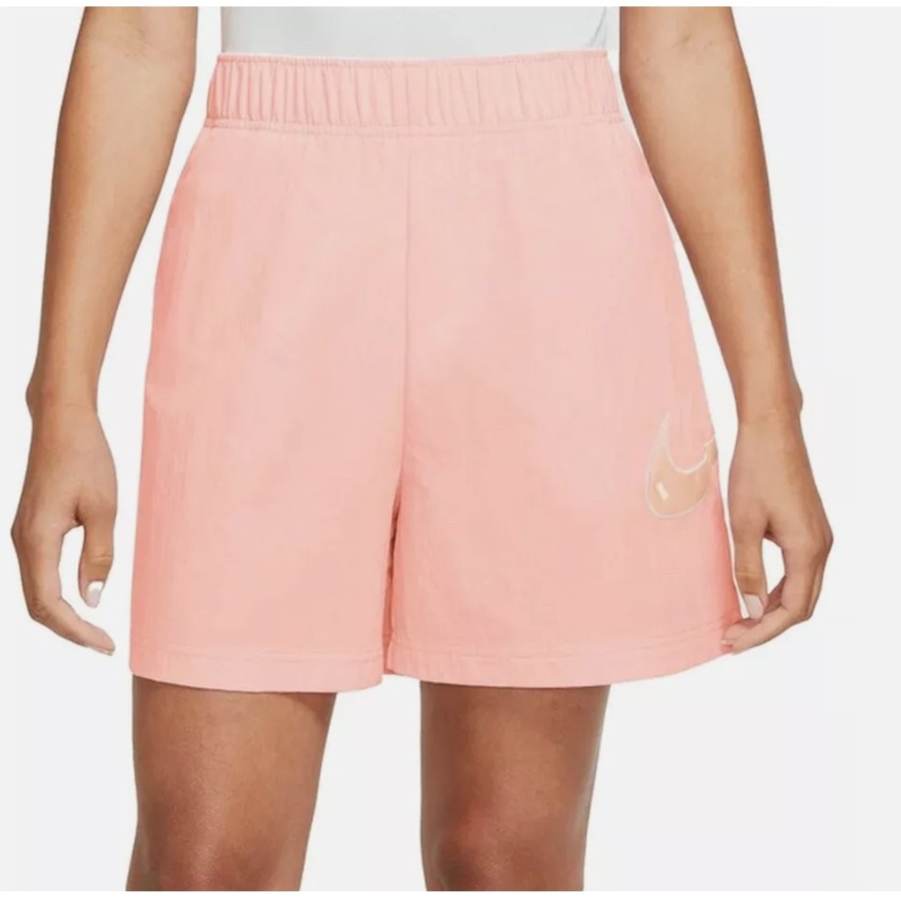 Nike athletic shorts PINK Loose fit high rise size medium NWT back zip pocket